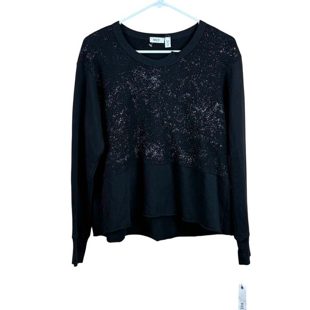 Wilt NWT Raw Mixed Shimmer Foil Sweatshirt Black Size‎ XS